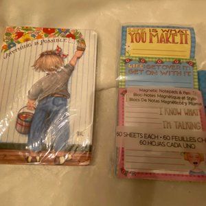 $$ SOLD $$ New Vintage Mary Engelbreit Journal and 3 pack Notepads with Pen